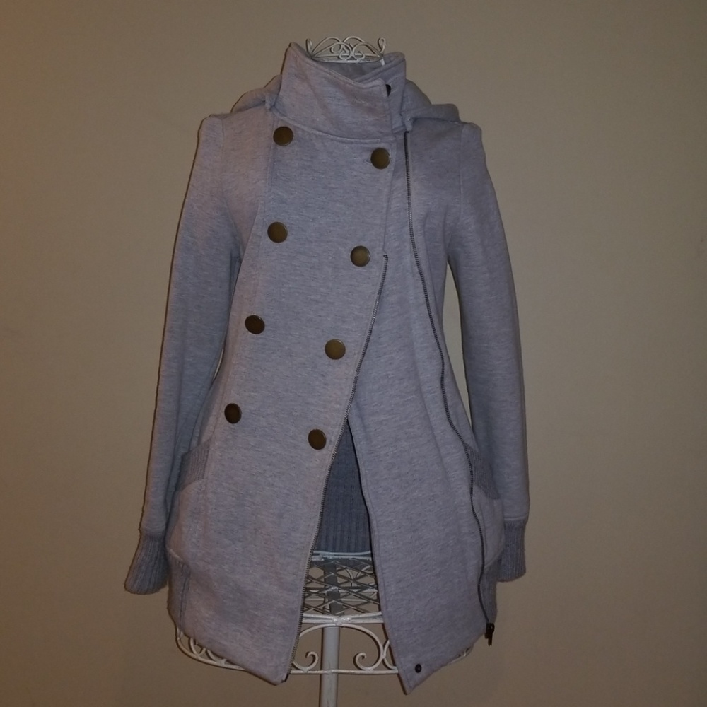 Aqua Gray Hooded Jacket
